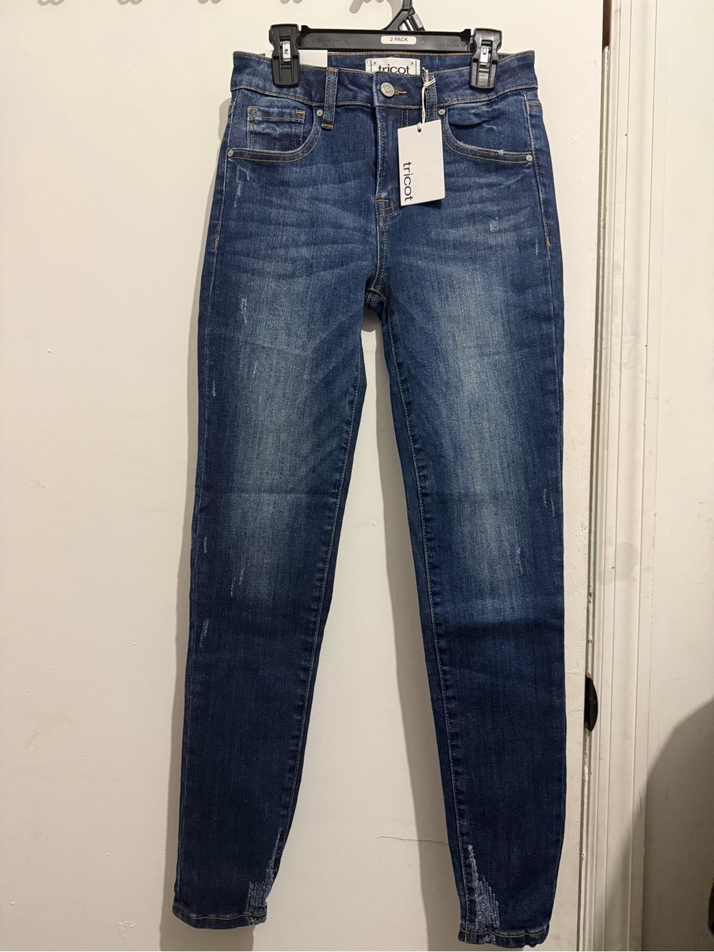 Women’s Mid Rise Ankle Skinny Jeans Tricot Distressed Blue Size 3/26 NWT
